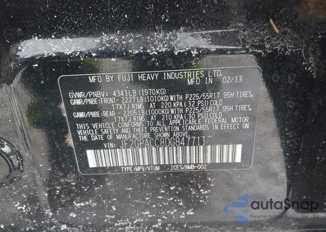 2013 Subaru Xv Crosstrek 2.0I Premium из США, поврежденный, VIN JF2GPACC8DG847711